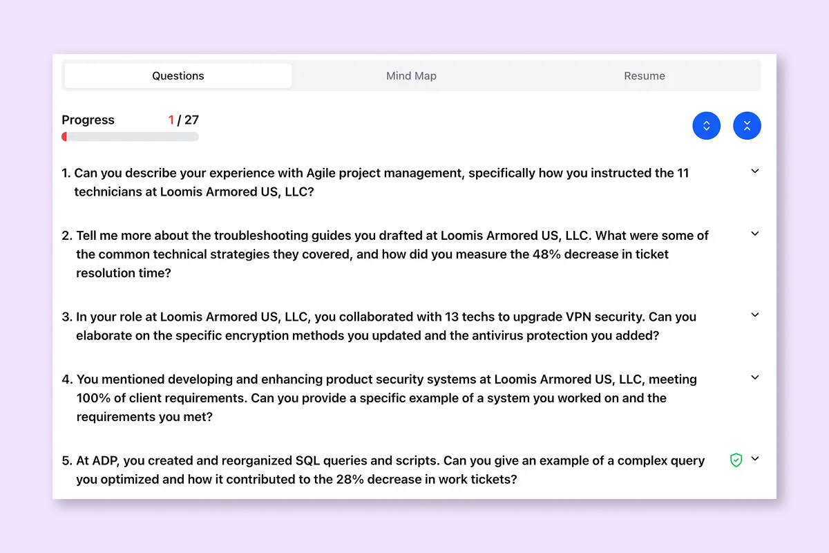 InterviewPro generates realistic, targeted interview questions based on resume and job description